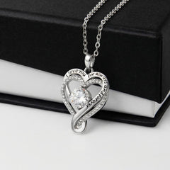 Love You Always Necklace – Romantic Gift for Her (Heart Pendant, White Gold Finish)