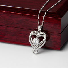 Love You Always Necklace – Romantic Gift for Her (Heart Pendant, White Gold Finish)