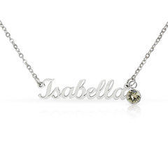 Personalised Name Necklace with Birthstone – Custom Script Pendant Gift for Her