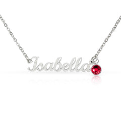Personalised Name Necklace with Birthstone – Custom Script Pendant Gift for Her