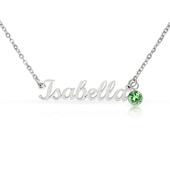 Personalised Name Necklace with Birthstone – Custom Script Pendant Gift for Her