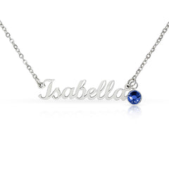 Personalised Name Necklace with Birthstone – Custom Script Pendant Gift for Her