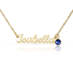 Personalised Name Necklace with Birthstone – Custom Script Pendant Gift for Her