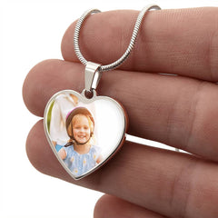 Personalised Heart Photo Necklace with Engraving – Custom Picture Pendant Gift