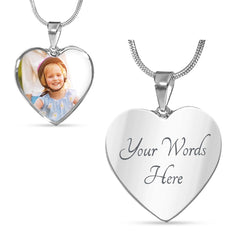 Personalised Heart Photo Necklace with Engraving – Custom Picture Pendant Gift