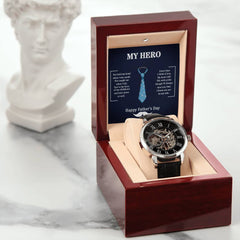 To My Dad – My Hero Luxury Skeleton Watch Gift | Father Appreciation Gif