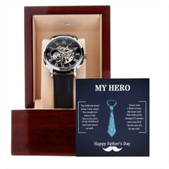 To My Dad – My Hero Luxury Skeleton Watch Gift | Father Appreciation Gif