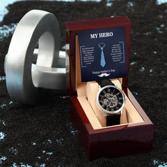 To My Dad – My Hero Luxury Skeleton Watch Gift | Father Appreciation Gif