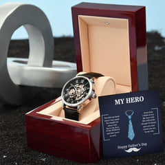 To My Dad – My Hero Luxury Skeleton Watch Gift | Father Appreciation Gif