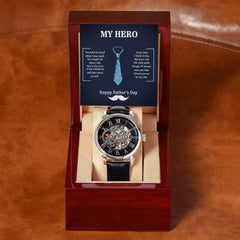 To My Dad – My Hero Luxury Skeleton Watch Gift | Father Appreciation Gif