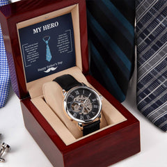 To My Dad – My Hero Luxury Skeleton Watch Gift | Father Appreciation Gif