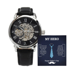 To My Dad – My Hero Luxury Skeleton Watch Gift | Father Appreciation Gif