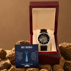 To My Dad – My Hero Luxury Skeleton Watch Gift | Father Appreciation Gif