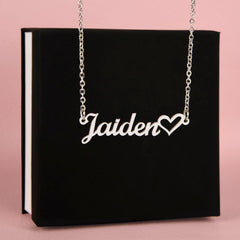Custom Name with Heart Necklace- Personalised Jewelry Gift for Her