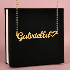 Custom Name with Heart Necklace- Personalised Jewelry Gift for Her