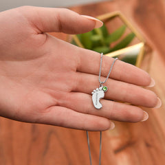 New Mum Gift Necklace – Baby Feet with Birthstone | Personalised Baby Name Jewellery | Gift From Baby