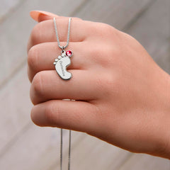 To My Granddaughter Necklace – Personalized Baby Feet Birthstone Gift from Grandma