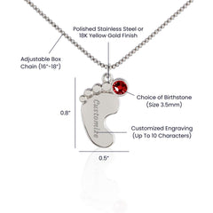 To My Daughter from Dad Baby Feet Necklace with Birthstone – Personalised Gift for Daughter