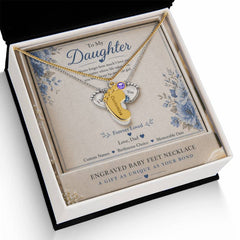 To My Daughter from Dad Baby Feet Necklace with Birthstone – Personalised Gift for Daughter