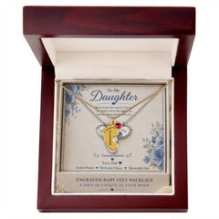 To My Daughter from Dad Baby Feet Necklace with Birthstone – Personalised Gift for Daughter