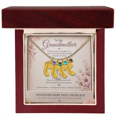 To My Grandmother Baby Feet Necklace with Birthstone – Personalised Gift for Grandma
