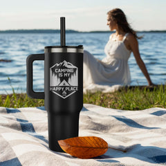 My Happy Place 40oz Insulated Tumbler – Laser Engraved Travel Mug