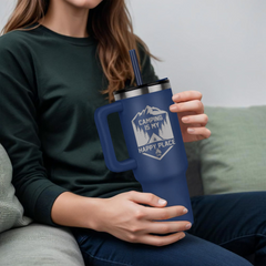 My Happy Place 40oz Insulated Tumbler – Laser Engraved Travel Mug