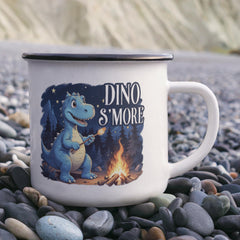 Dino S’more Camping Mug – Enamel Campfire Coffee Gift