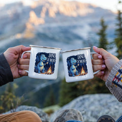 Dino S’more Camping Mug – Enamel Campfire Coffee Gift