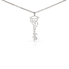 Personalised Graduation Name Necklace – Custom Script Pendant with Cap - Graduation Gift