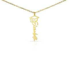 Personalised Graduation Name Necklace – Custom Script Pendant with Cap - Graduation Gift