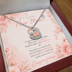 To a Beautiful New Mum- Baby Feet Heart Necklace