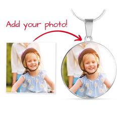 Personalised Photo Circle Necklace with Engraving – Custom Picture Pendant Gift