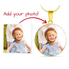 Personalised Photo Circle Necklace with Engraving – Custom Picture Pendant Gift