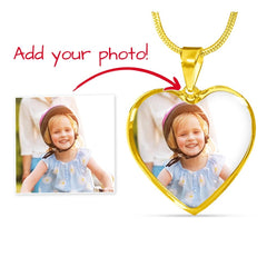 Personalised Heart Photo Necklace with Engraving – Custom Picture Pendant Gift