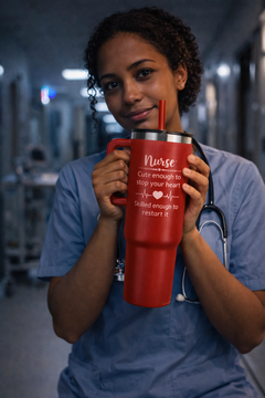 Nurse 40oz Insulated Tumbler – Laser Engraved Stainless Steel Travel Cup