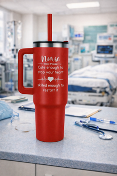 Nurse 40oz Insulated Tumbler – Laser Engraved Stainless Steel Travel Cup